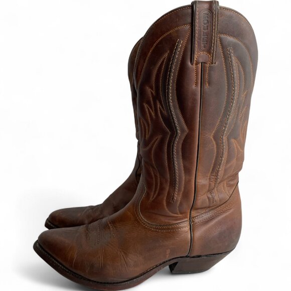 Boulet Brown Leather Western Cowboy Biker Boots Men's 9.5 - Picture 4 of 14